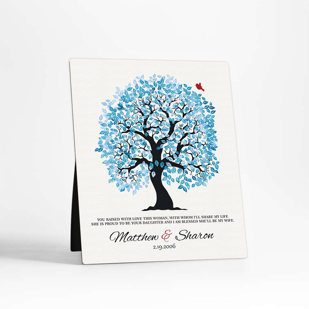 Single image of Blue Owl Tree wedding  Desktop Plaque