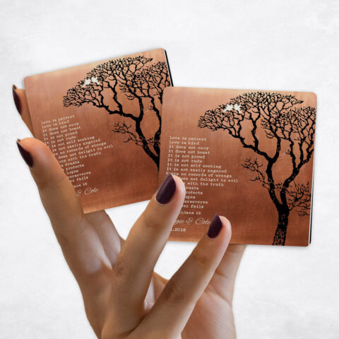 7th anniversary Bare Winter Tree Black on Copper Magnet Set MAG-1296