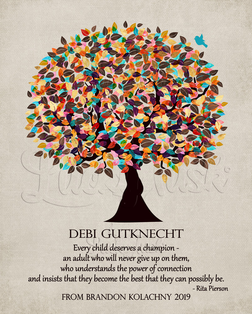 Colorful Educator Gratitude Tree Quote by Rita Pierson Distressed teacher appreciation Wall Plaque LTC-1321