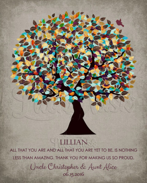 Autumn Tree Proud of You Niece Encouragement Quote Distressed Linen graduation Wall Plaque 1325