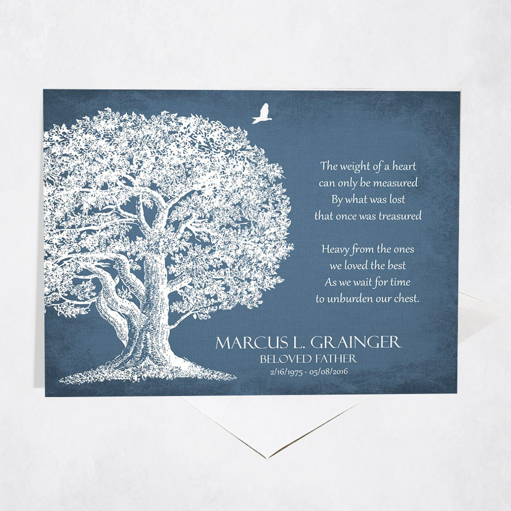 Picture of White Oak Memorial Tree Poem Weight of a Heart Condolence Gift Stationery Card C-1329