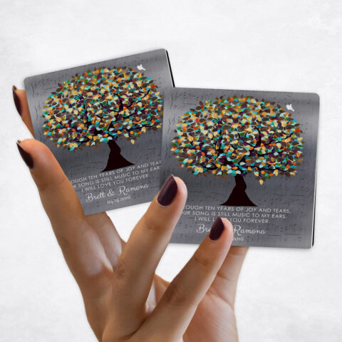 10th anniversary Colorful Autumn Tree on Tin Magnet Set MAG-1338