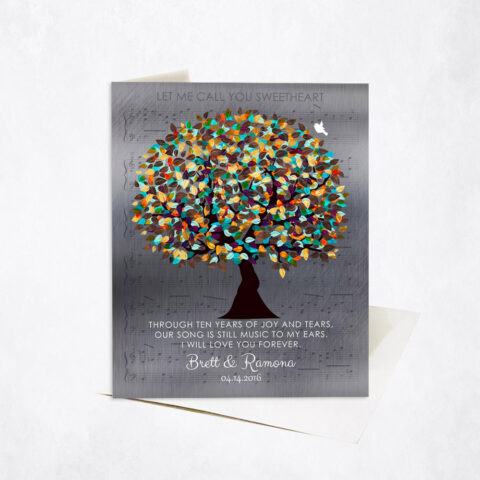 Autumn Tree First Dance 10 Years Appreciation Sheet Music 10th anniversary Stationery Card-1338