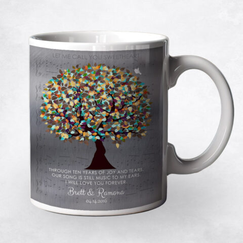 Colorful Autumn Tree Tin 10th anniversary Coffee Mug M-1338