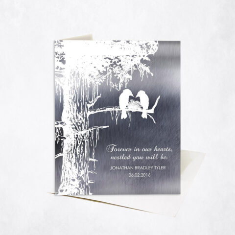 White Sequoia Memorial Tree and Bird Nest Loss of Baby Stationery Card-1353