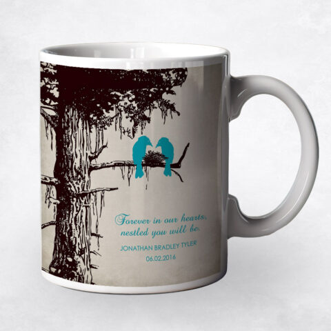 Black Sequoia Memorial Tree and Bird Nest Loss of Baby Coffee Mug M-1357