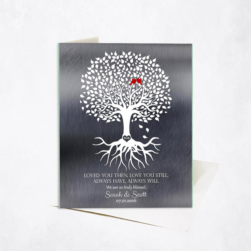 Picture of Tinniversary White Tree Poem with Roots 10th anniversary Stationery Card C-1371