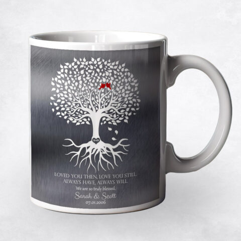 White Tree with Roots Tin 10th anniversary Coffee Mug M-1371