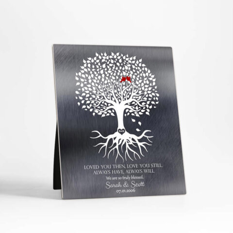 Rooted Tree 10th anniversary Tin Desktop Plaque Gift for couple D-1371