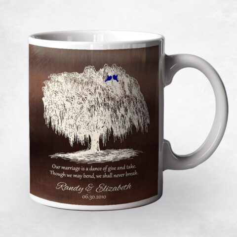 White Silhouette Willow Tree Bronze 9th anniversary Coffee Mug M-1380