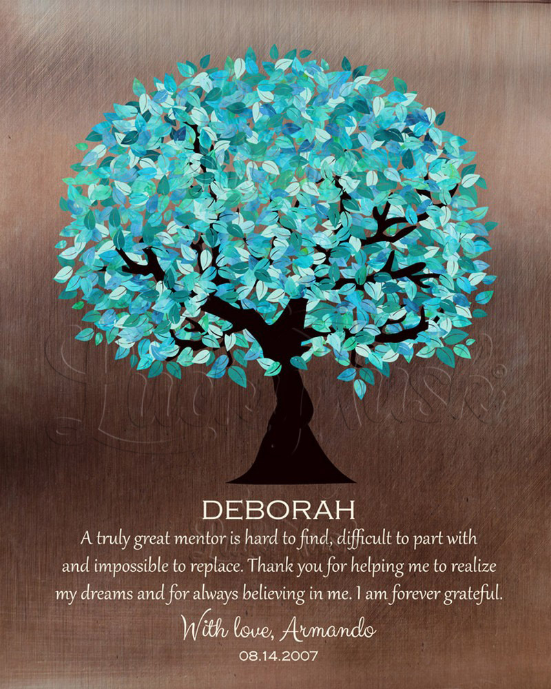 Personalized Mentor Farewell Proverb Turquoise Tree Gift for mentor Bronze retirement Wall Plaque