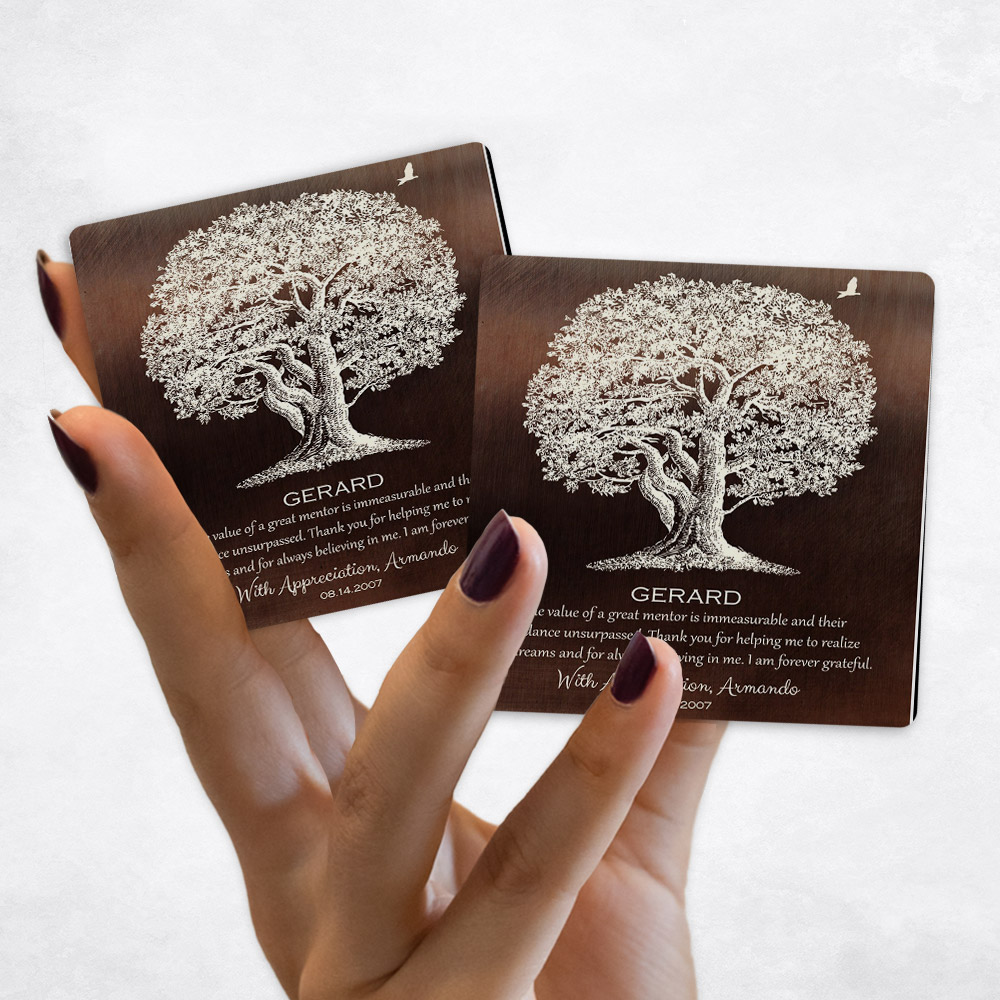 Close up picture of Leadership Appreciation Large White Oak Tree on Bronze Magnet Set MAG-1397