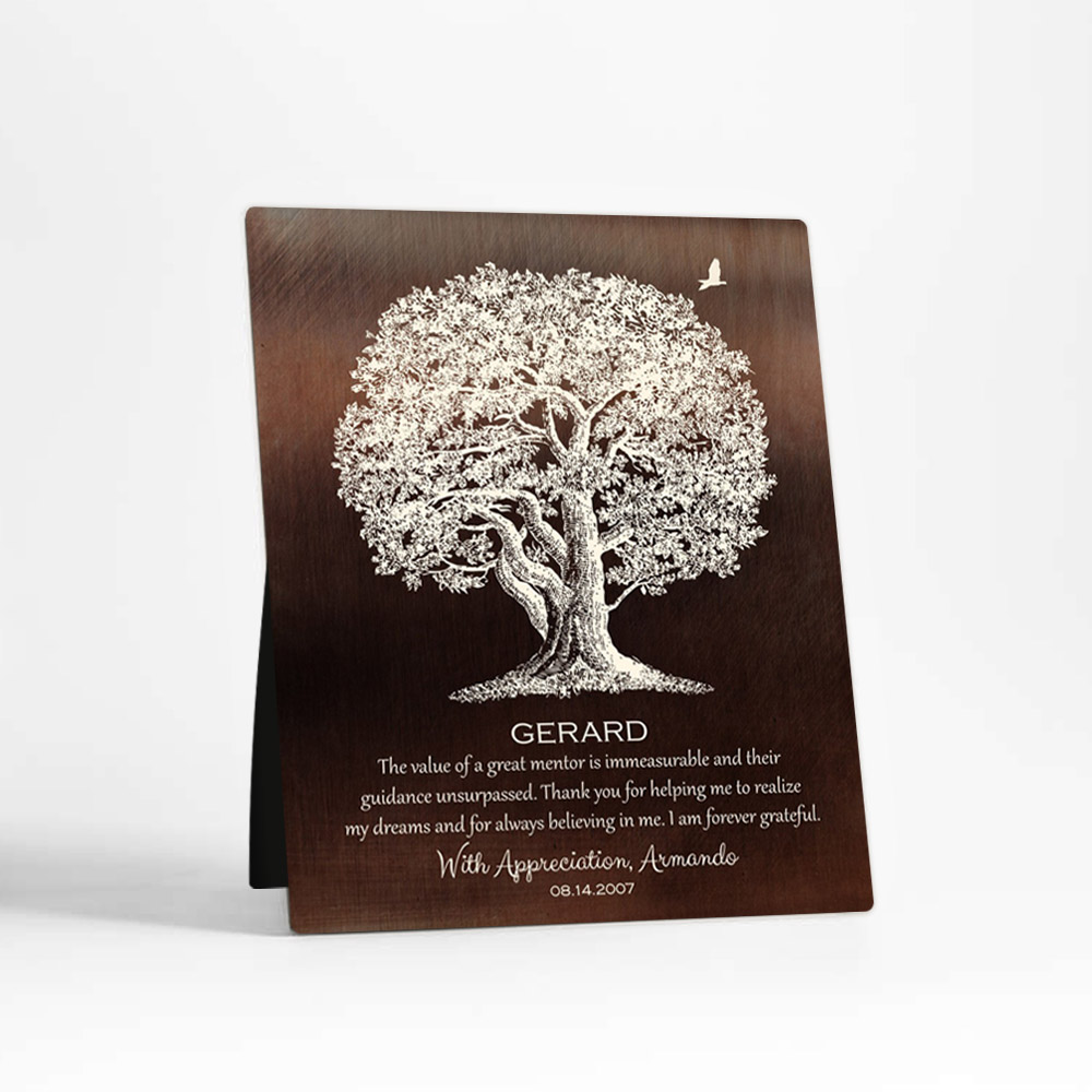 Single image of Large Oak Tree Leadership Appreciation Bronze Desktop Plaque