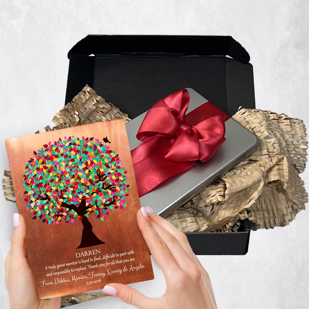 Personalized Leadership Appreciation gift delivery for mentor Spring Tree Copper plaque for a unique and permanent flower delivery alternative. Leadership Appreciation gift delivery.