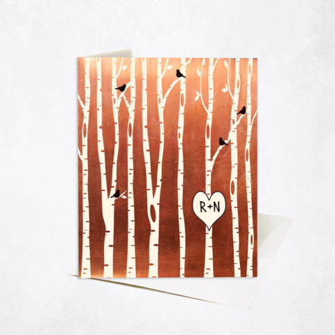 Birch Trees Forest with Heart 7th anniversary Stationery Card-1428