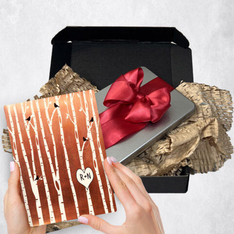 7th anniversary Gift Delivery for couple, husband or wife Birch Tree Heart Copper  Plaque TOY-1428