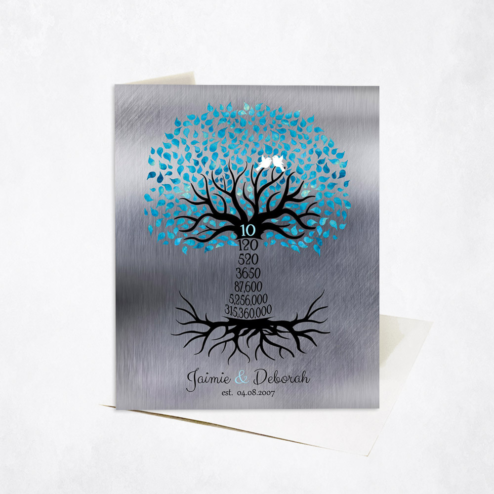 Picture of Anniversary by Year Tree Tenth Countdown 10th anniversary Stationery Card C-1440