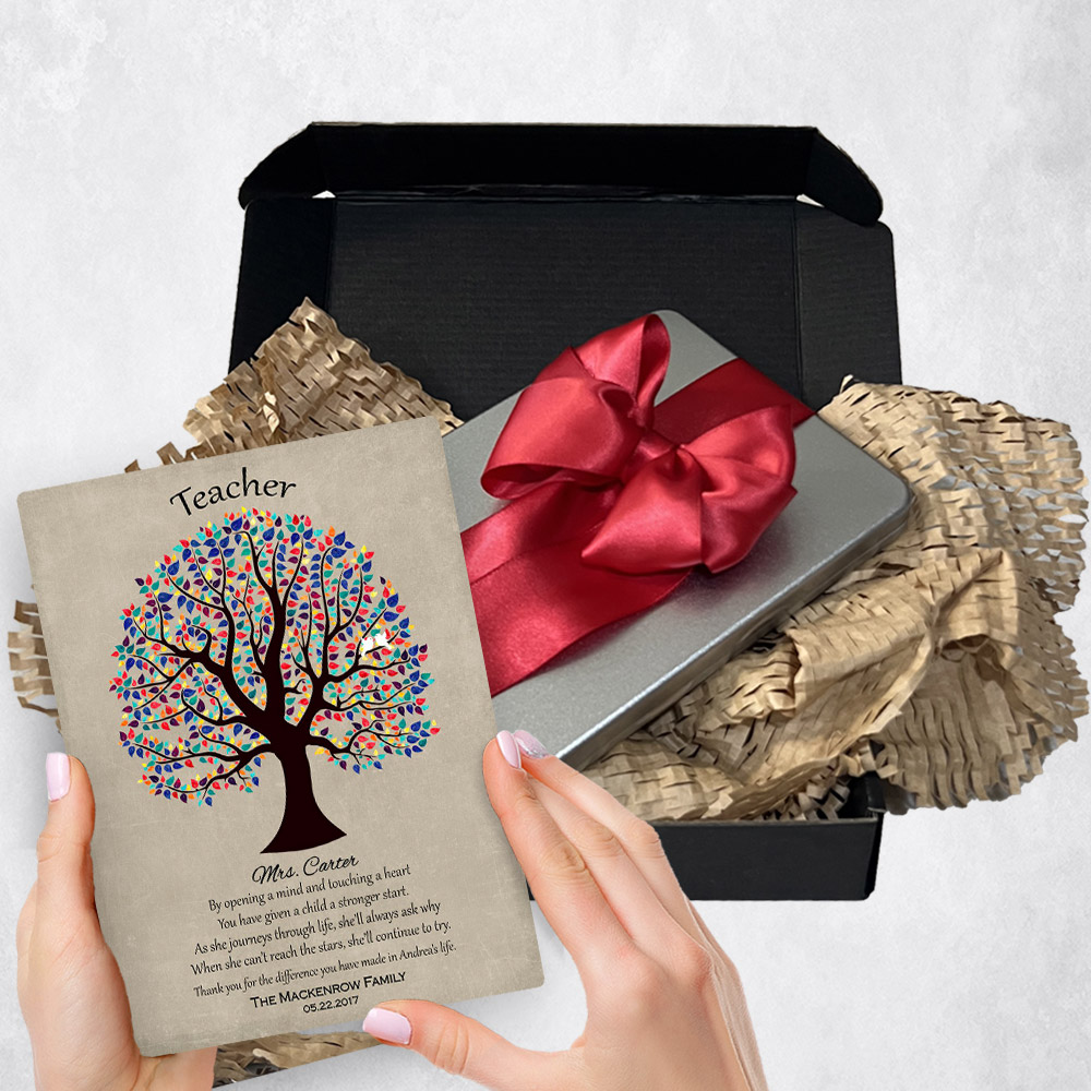 Personalized teacher appreciation gift delivery for teacher Decorative Tree  plaque for a unique and permanent flower delivery alternative. teacher appreciation gift delivery.