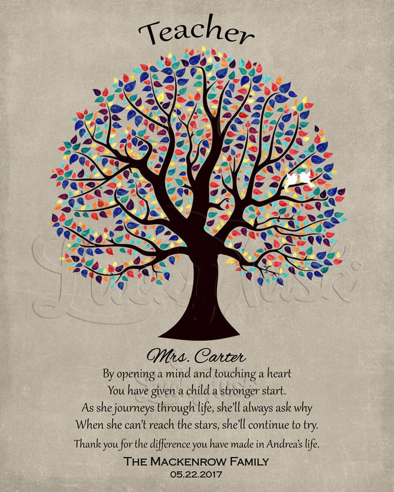 Colorful Teacher Tree Poem Reach for the Stars on Stone teacher appreciation Wall Plaque LTC-1462