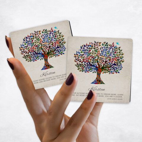 Leadership Appreciation Watercolor Silhouette Tree Distressed Linen Magnet Set MAG-1473