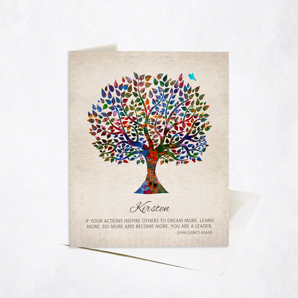 Picture of Watercolor Mentor Tree Leadership Quote Leadership Appreciation Stationery Card C-1473