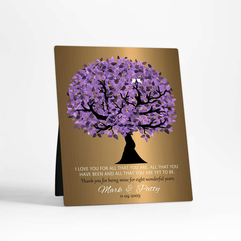 Single image of Purple Tree 8th anniversary Brass Desktop Plaque