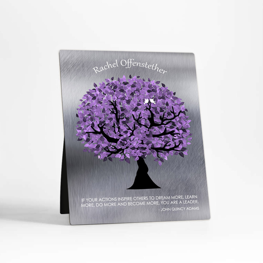 Single image of Purple Tree Leadership Appreciation Tin Desktop Plaque