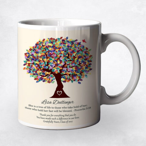 Colorful Puzzle Pieces Autism Tree teacher appreciation Coffee Mug M-1499