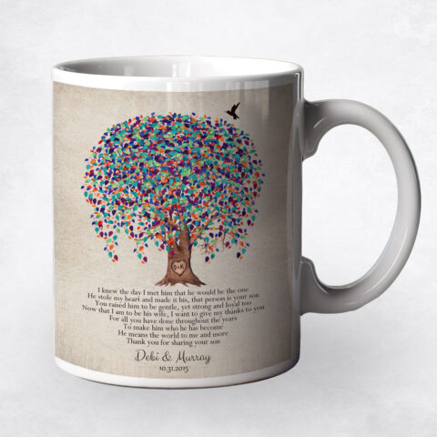 Watercolor Willow Friendship Tree with Heart wedding Coffee Mug M-1517