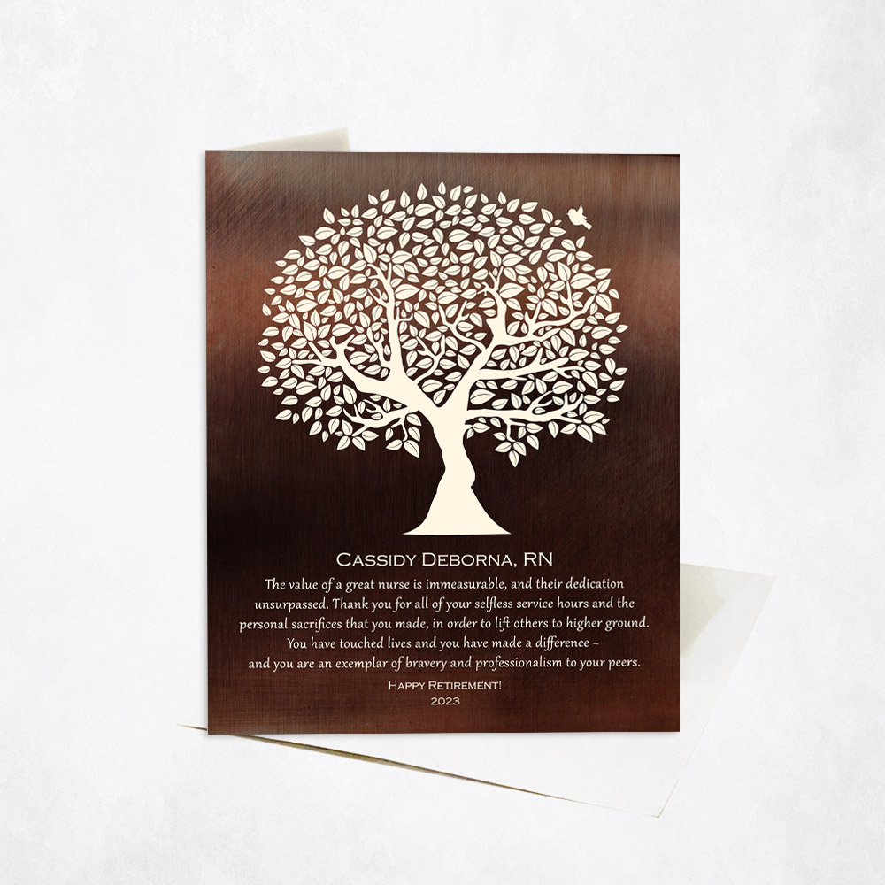 Picture of Nurse Retirement Farewell Silhouette Tree Quote Leadership Appreciation Stationery Card C-1561