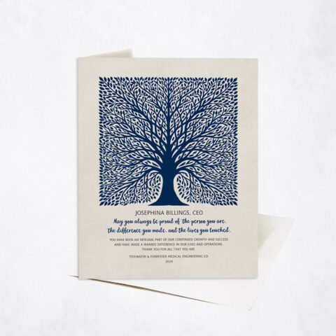 The Difference You Made Recognition Award Elaborate Square Tree Leadership Appreciation Stationery Card-1581