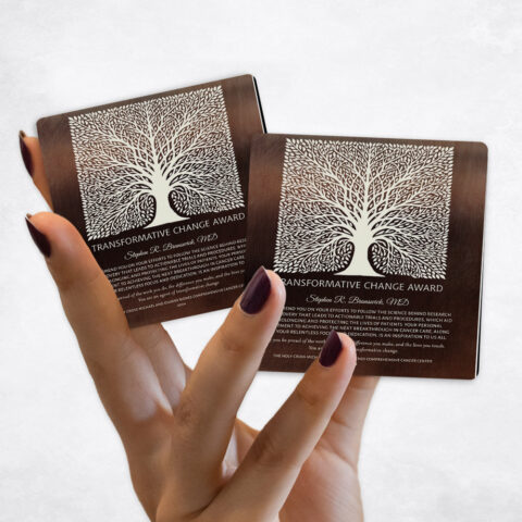 Medical Recognition Transformative Change Elaborate Square Tree on Bronze Magnet Set MAG-1582