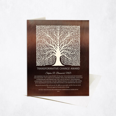 Transformative Change Award for Medical Research Elaborate Square Tree Medical Recognition Stationery Card-1582