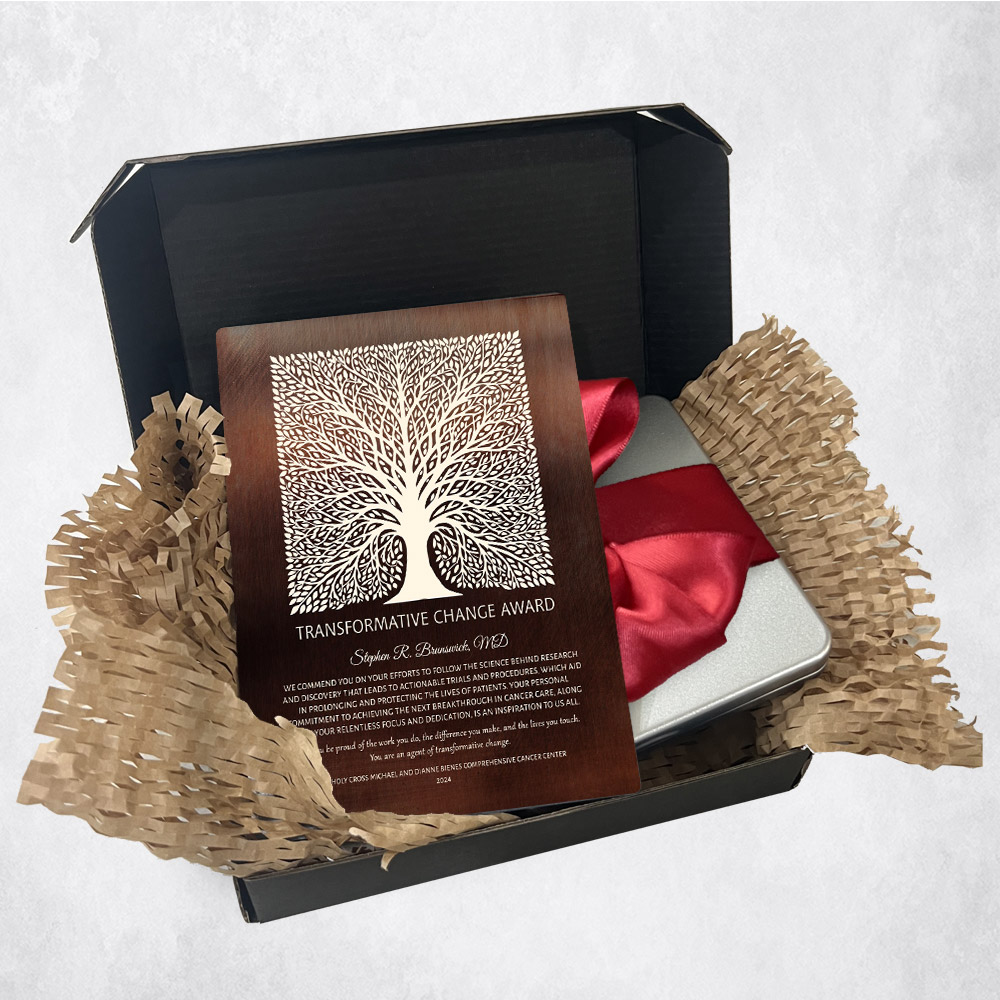 Personalized Medical Recognition gift delivery for Doctor Elaborate Square Tree Bronze plaque for a unique and permanent flower delivery alternative. Medical Recognition gift delivery.