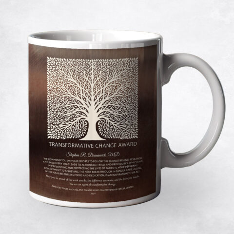 Transformative Change Elaborate Square Tree Bronze Medical Recognition Coffee Mug M-1582