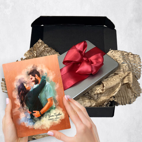 7th anniversary Gift Delivery for couple, husband or wife Photo Portrait Copper  Plaque TOY-1837