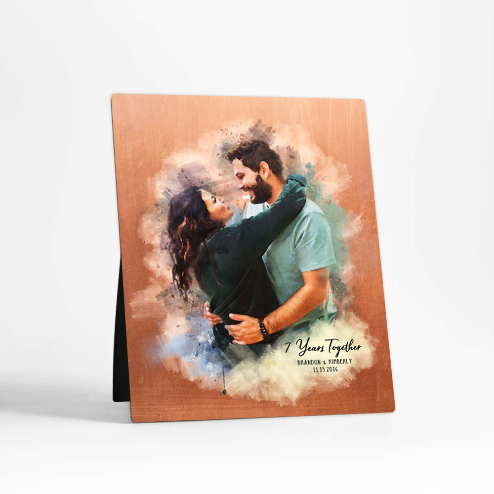 Single image of Photo Portrait 7th anniversary Copper Desktop Plaque