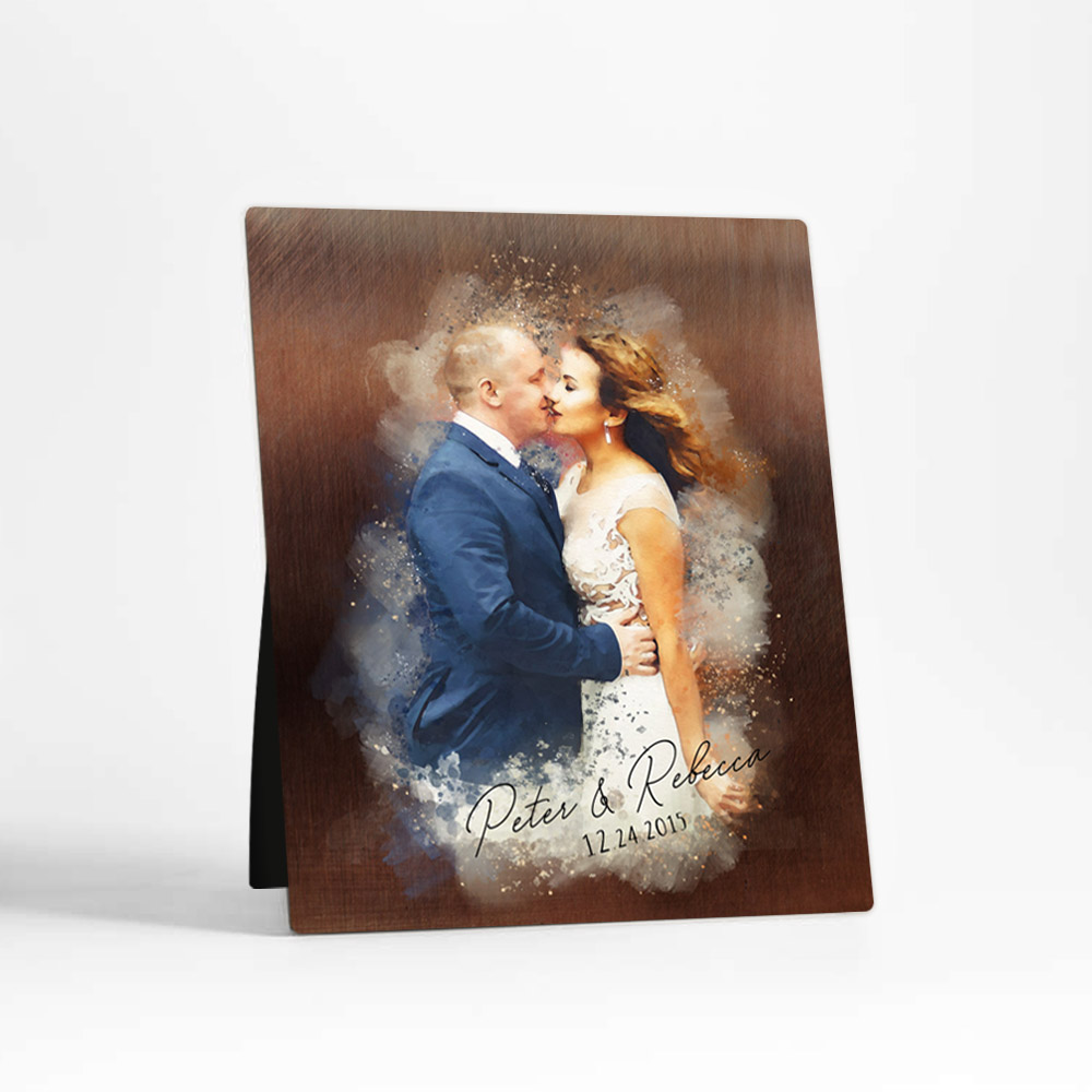 Single image of Photo Portrait 8th anniversary Bronze Desktop Plaque