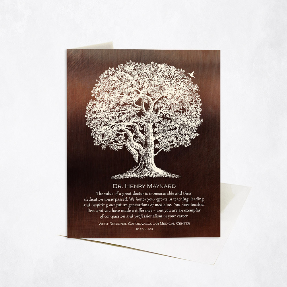 Picture of Large Old Oak Tree Farewell to Doctor Quote Retirement Stationery Card C-1865