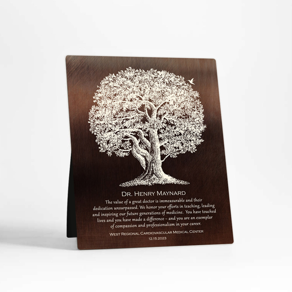 Single image of Oak Tree Retirement Bronze Desktop Plaque