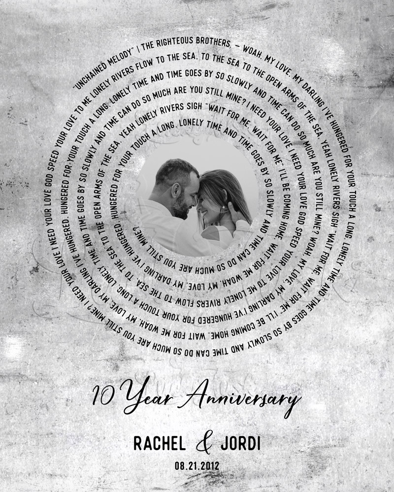 First Dance Lyrics Spiral Photo Record Label Tarnished Tin 10th anniversary Wall Plaque LTC-1905