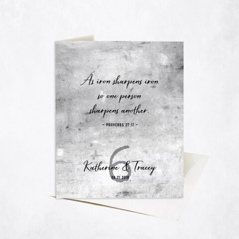 As Iron Sharpens Iron Proverb 27-17 Written 6th anniversary Stationery Card-1909