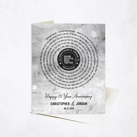 First Dance Lyrics Spiral Custom Record Label 10th anniversary Stationery Card-1910