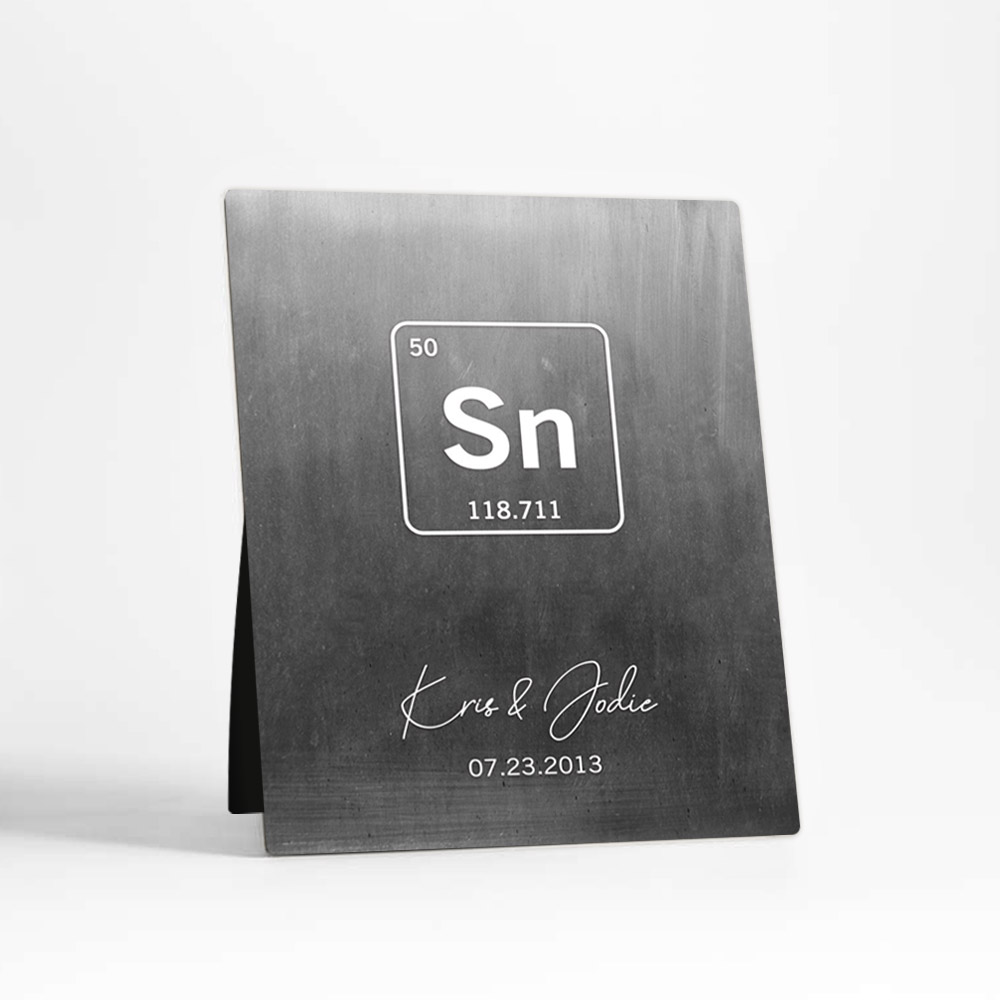 Single image of Tin Element Symbol (Sn) 10th anniversary Tin Desktop Plaque