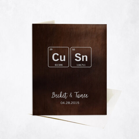 Bronze = Copper + Tin Element Symbols on Periodic Table 8th anniversary Stationery Card-1917