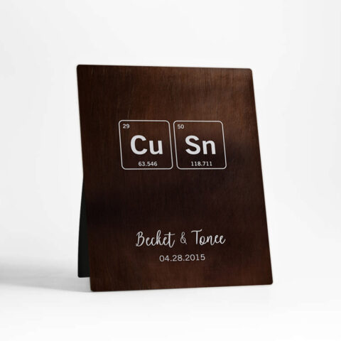 Bronze Element Symbols (Cu) + (Sn) 8th anniversary Bronze Desktop Plaque Gift for couple D-1917