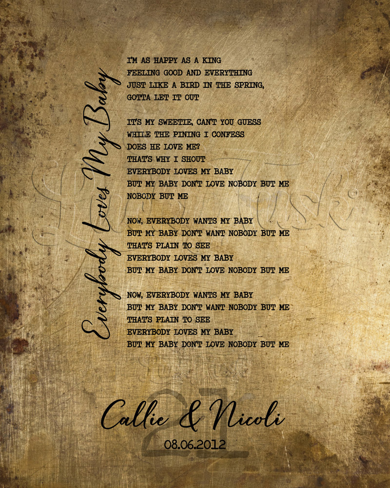 First Dance Our Song Lyrics Custom Written on Brass 21st anniversary Wall Plaque LTC-1920