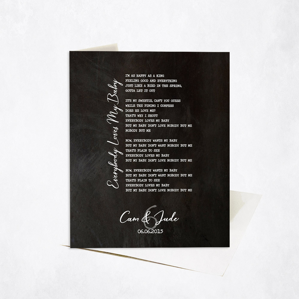 Picture of First Dance Our Song Lyrics Custom Written 6th anniversary Stationery Card C-1922