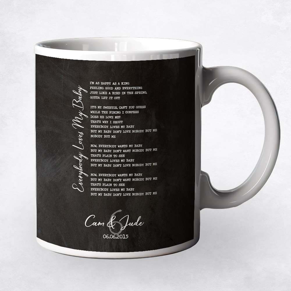 Closeup image of First Dance Song Title Iron 6th anniversary Coffee Mug M-1922