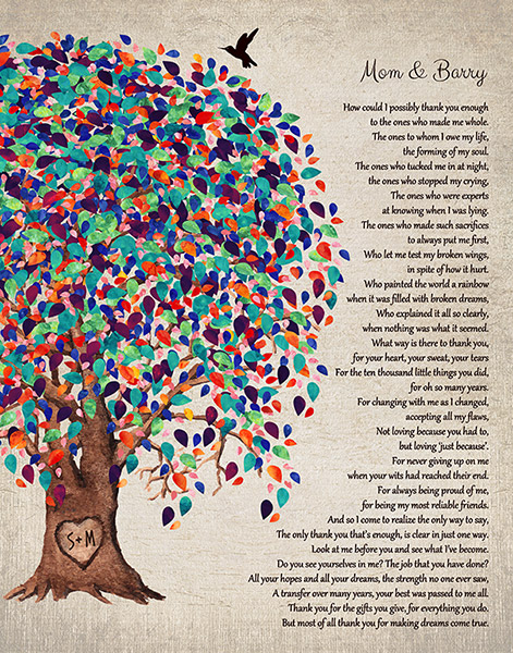 Mother of Groom Willow Tree Thank You Poem – Custom Art Print for Mallori B